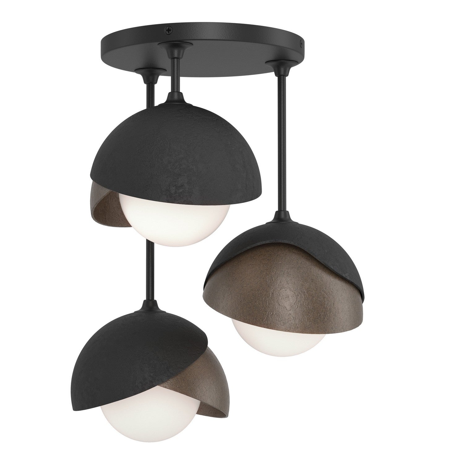 Hubbardton Forge - 121374-SKT-10-05-GG0711 - Three Light Semi-Flush Mount - Brooklyn - Black