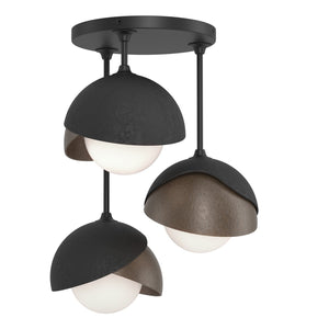 Hubbardton Forge - 121374-SKT-10-05-GG0711 - Three Light Semi-Flush Mount - Brooklyn - Black