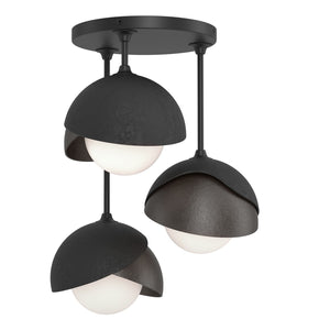 Hubbardton Forge - 121374-SKT-10-14-GG0711 - Three Light Semi-Flush Mount - Brooklyn - Black