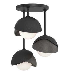 Hubbardton Forge - 121374-SKT-10-20-GG0711 - Three Light Semi-Flush Mount - Brooklyn - Black