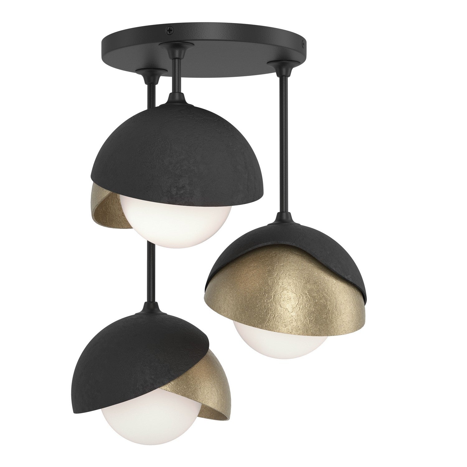 Hubbardton Forge - 121374-SKT-10-84-GG0711 - Three Light Semi-Flush Mount - Brooklyn - Black