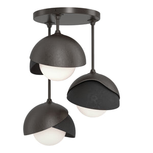 Hubbardton Forge - 121374-SKT-14-10-GG0711 - Three Light Semi-Flush Mount - Brooklyn - Oil Rubbed Bronze
