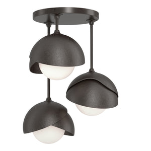 Hubbardton Forge - 121374-SKT-14-14-GG0711 - Three Light Semi-Flush Mount - Brooklyn - Oil Rubbed Bronze