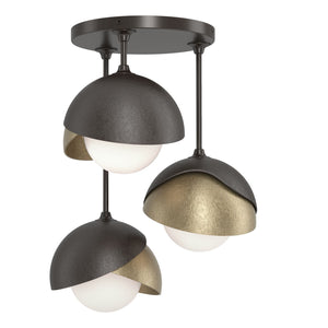 Hubbardton Forge - 121374-SKT-14-84-GG0711 - Three Light Semi-Flush Mount - Brooklyn - Oil Rubbed Bronze