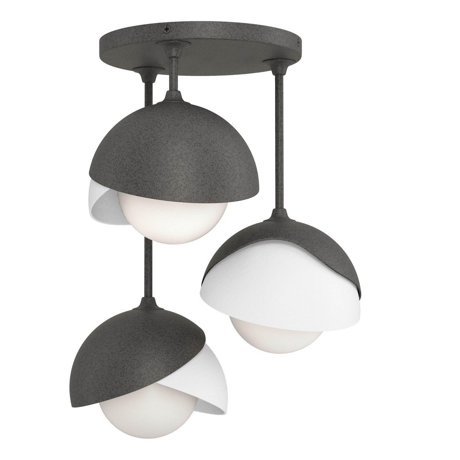 Hubbardton Forge - 121374-SKT-20-02-GG0711 - Three Light Semi-Flush Mount - Brooklyn - Natural Iron