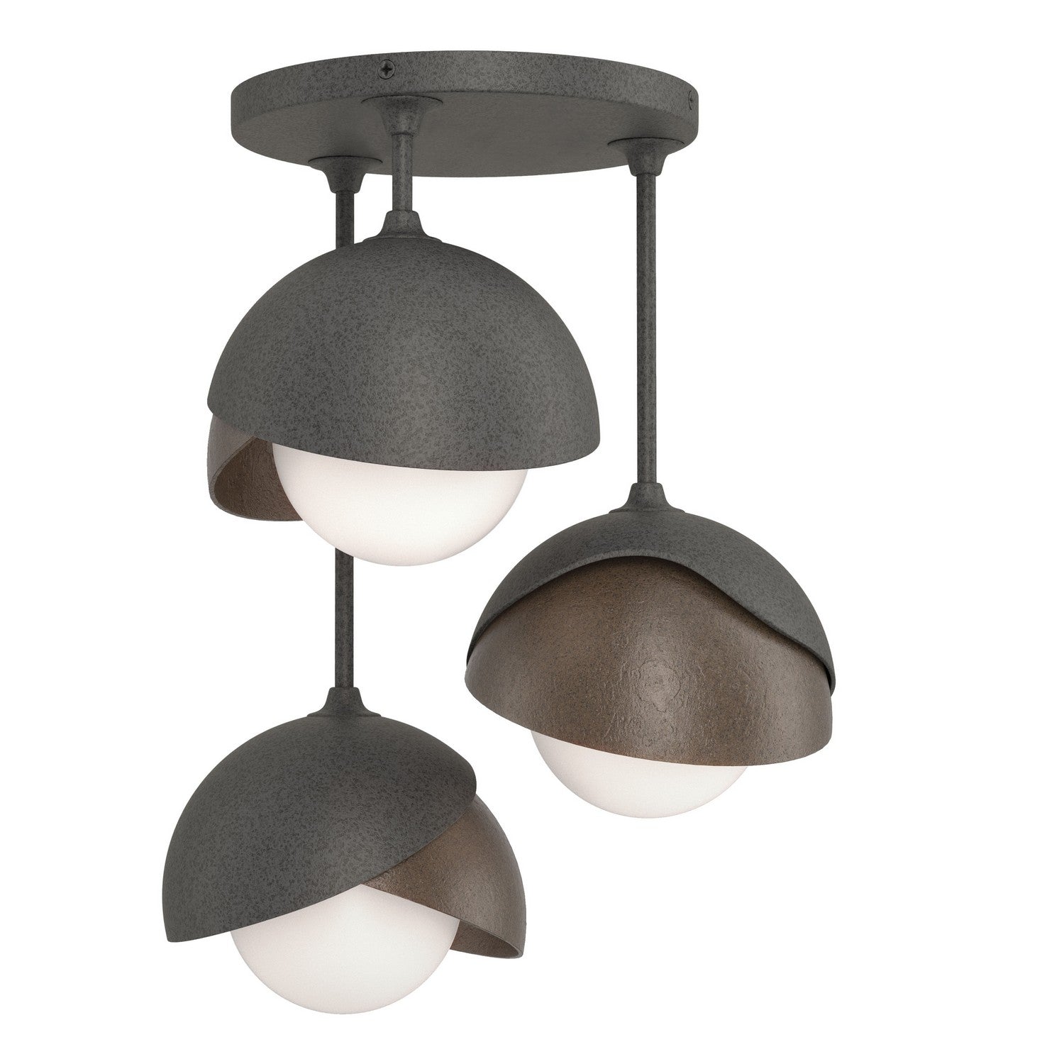 Hubbardton Forge - 121374-SKT-20-05-GG0711 - Three Light Semi-Flush Mount - Brooklyn - Natural Iron