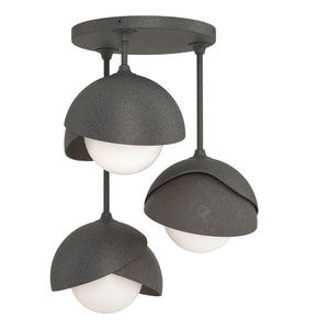 Hubbardton Forge - 121374-SKT-20-07-GG0711 - Three Light Semi-Flush Mount - Brooklyn - Natural Iron
