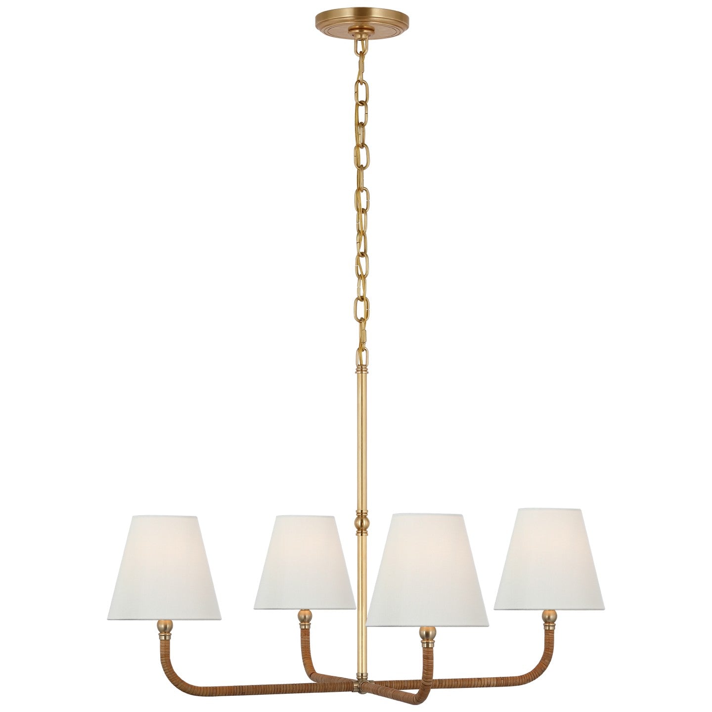 Visual Comfort Signature - CHC 5081AB/NRT-L - LED Chandelier - Basden - Antique-Burnished Brass and Natural Rattan