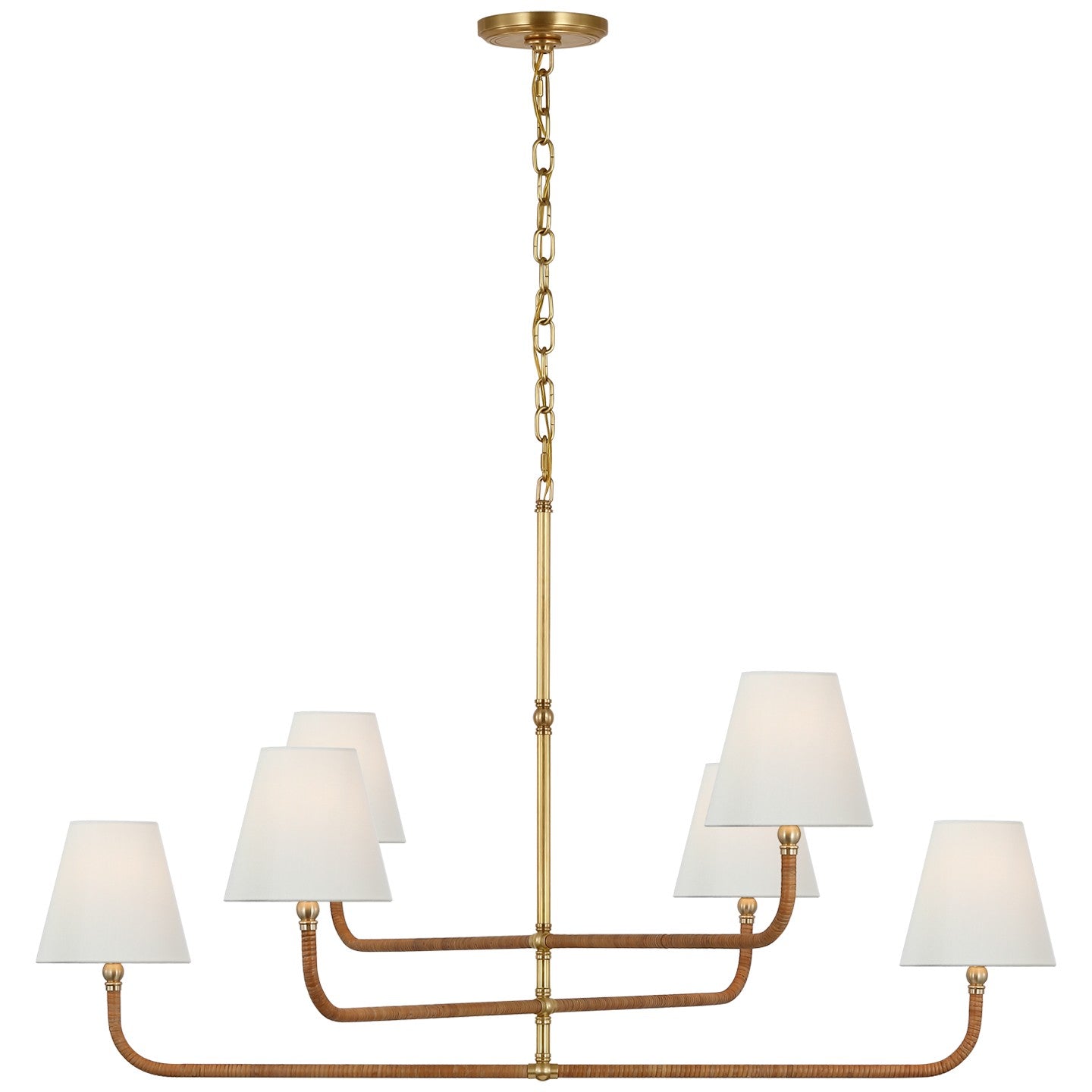 Visual Comfort Signature - CHC 5083AB/NRT-L - LED Chandelier - Basden - Antique-Burnished Brass and Natural Rattan