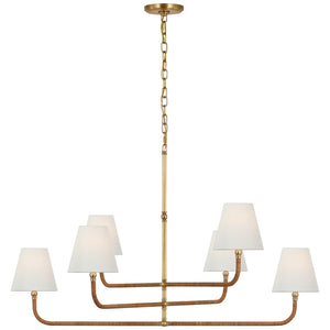 Visual Comfort Signature - CHC 5083AB/NRT-L - LED Chandelier - Basden - Antique-Burnished Brass and Natural Rattan
