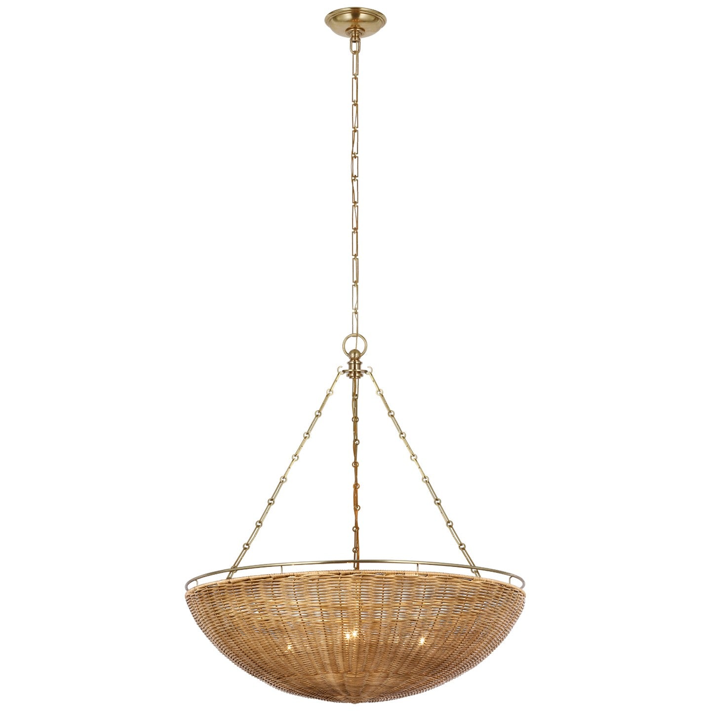 Visual Comfort Signature - CHC 5637AB/NTW - LED Chandelier - Clovis - Antique-Burnished Brass and Natural Wicker