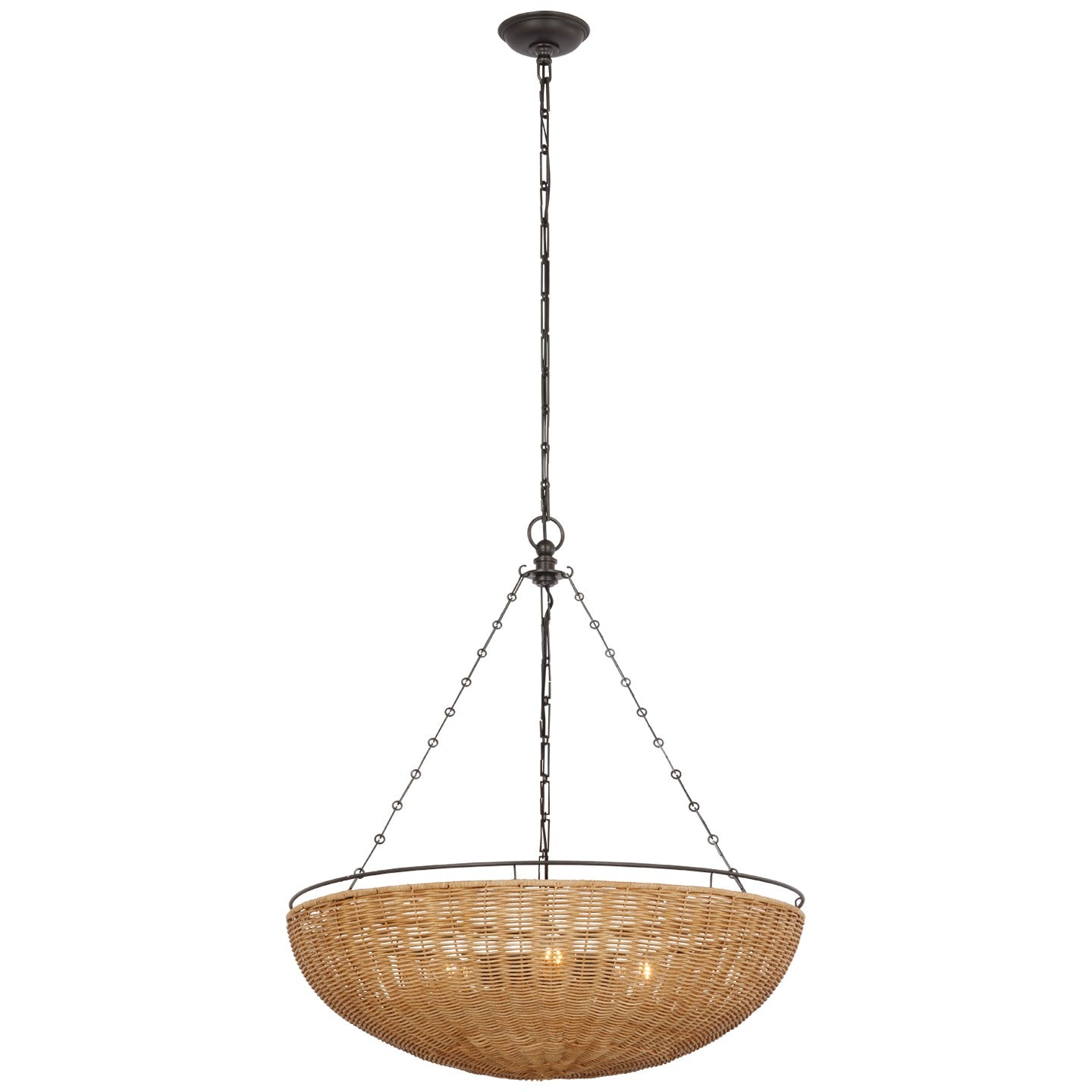 Visual Comfort Signature - CHC 5637AI/NTW - LED Chandelier - Clovis - Aged Iron and Natural Wicker