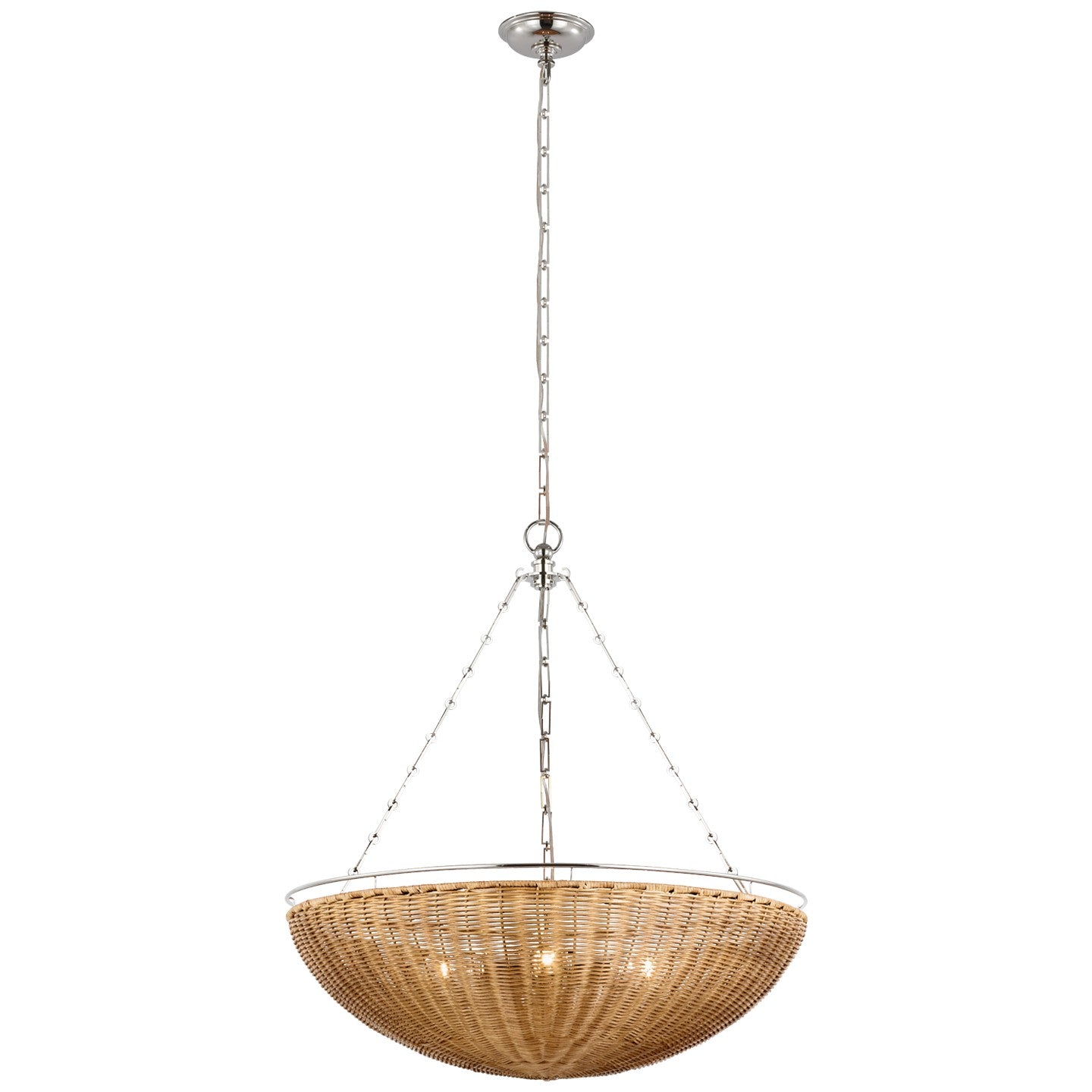 Visual Comfort Signature - CHC 5637PN/NTW - LED Chandelier - Clovis - Polished Nickel and Natural Wicker