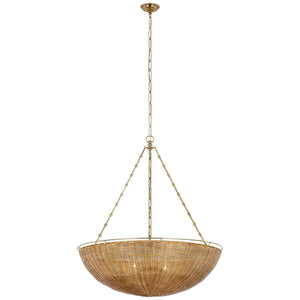 Visual Comfort Signature - CHC 5638AB/NTW - LED Chandelier - Clovis - Antique-Burnished Brass and Natural Wicker