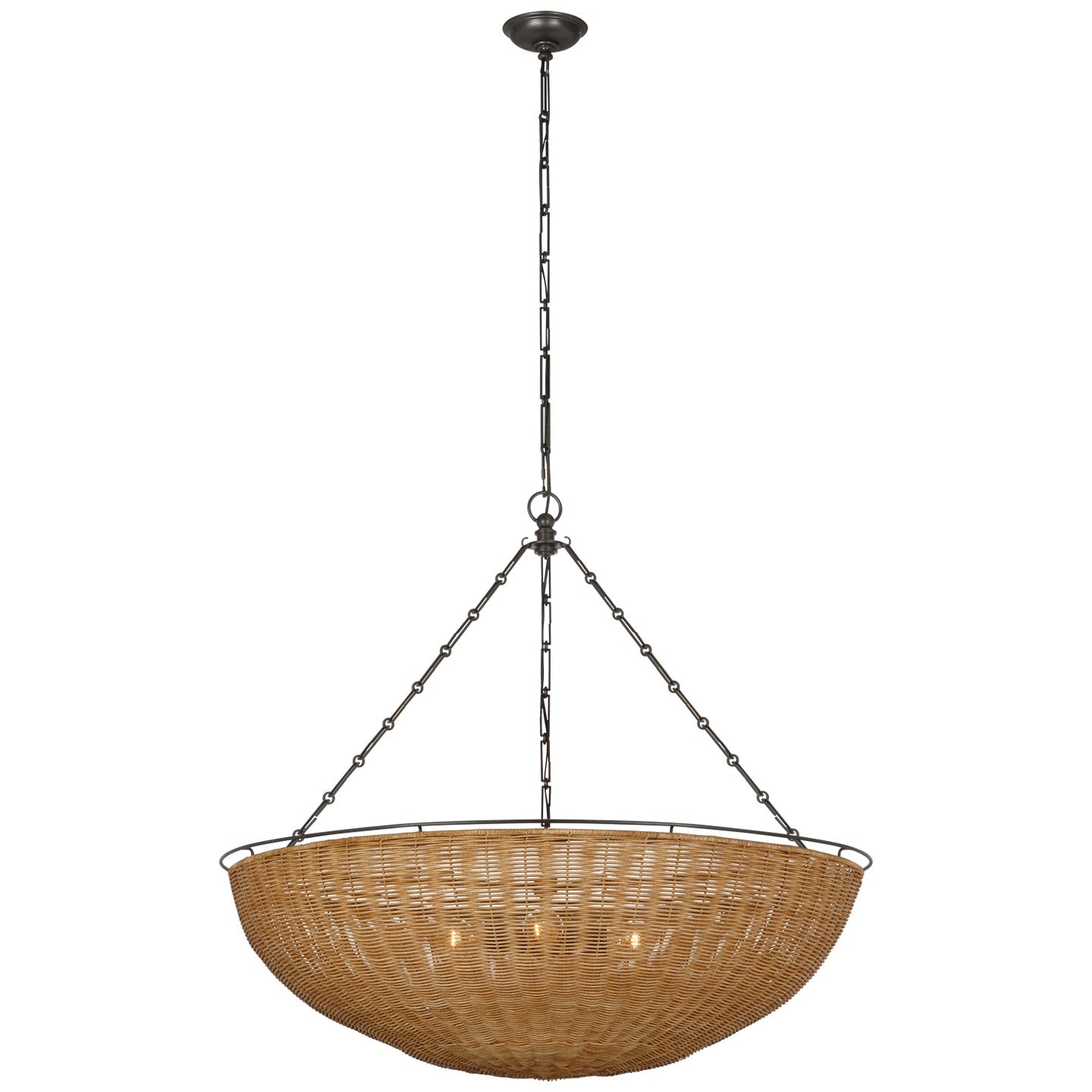 Visual Comfort Signature - CHC 5638AI/NTW - LED Chandelier - Clovis - Aged Iron and Natural Wicker