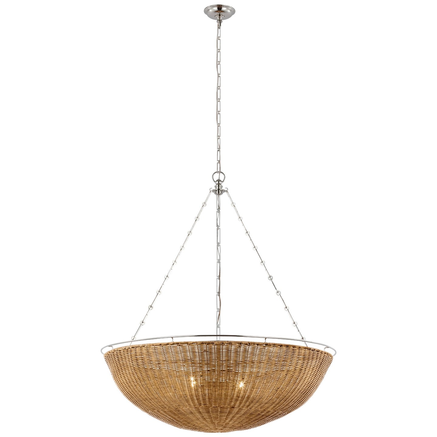 Visual Comfort Signature - CHC 5638PN/NTW - LED Chandelier - Clovis - Polished Nickel and Natural Wicker