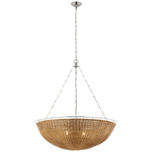 Visual Comfort Signature - CHC 5638PN/NTW - LED Chandelier - Clovis - Polished Nickel and Natural Wicker