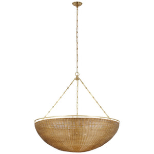 Visual Comfort Signature - CHC 5639AB/NTW - LED Chandelier - Clovis - Antique-Burnished Brass and Natural Wicker