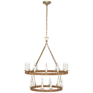 Visual Comfort Signature - CHC 5878AB/NRT - LED Chandelier - Darlana Wrapped - Antique-Burnished Brass and Natural Rattan