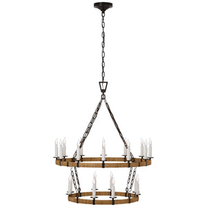 Visual Comfort Signature - CHC 5878AI/NRT - LED Chandelier - Darlana Wrapped - Aged Iron and Natural Rattan