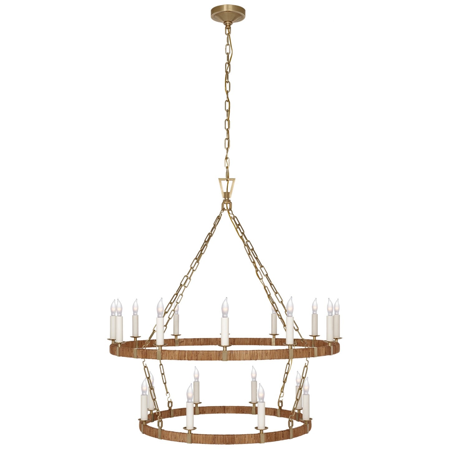 Visual Comfort Signature - CHC 5880AB/NRT - LED Chandelier - Darlana Wrapped - Antique-Burnished Brass and Natural Rattan