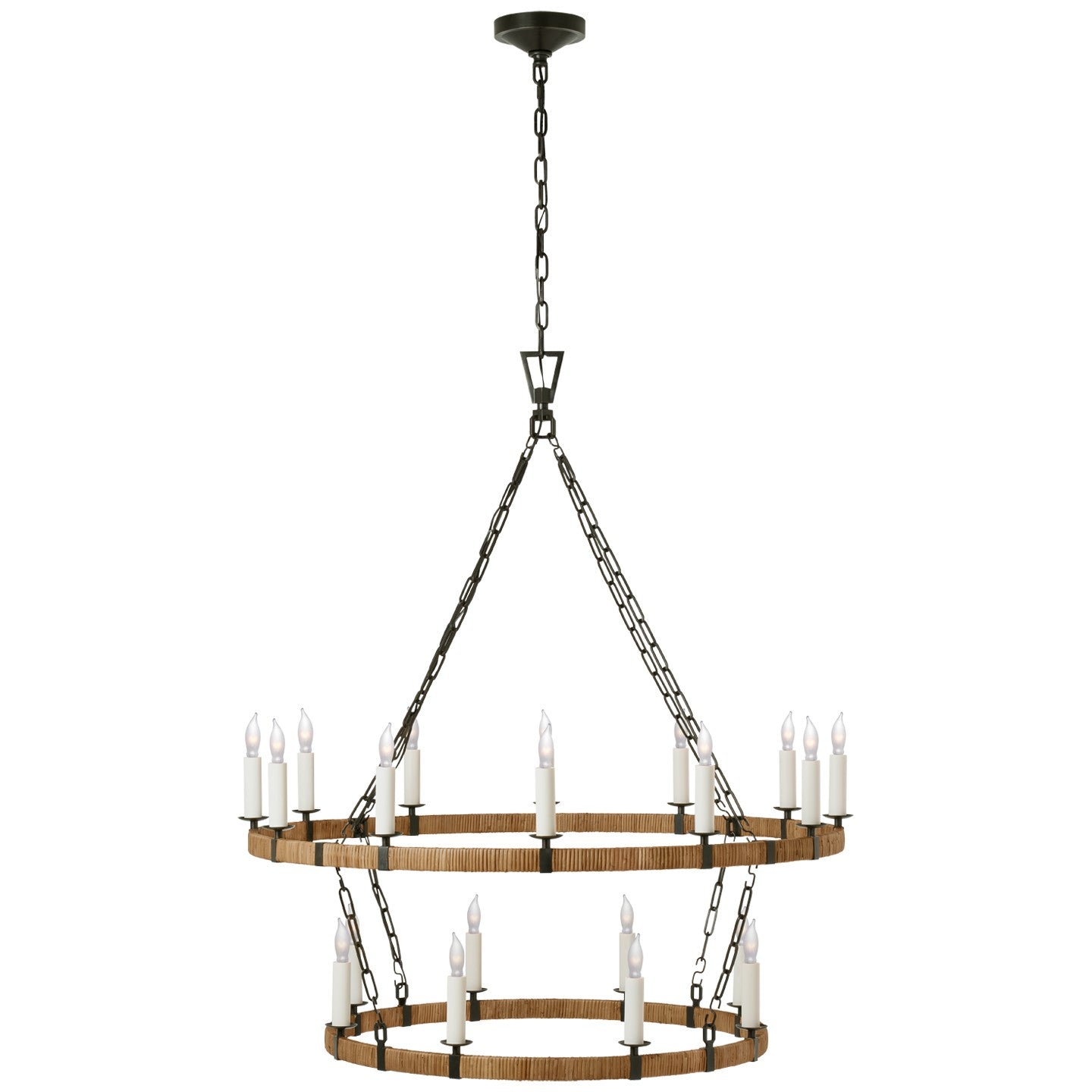 Visual Comfort Signature - CHC 5880AI/NRT - LED Chandelier - Darlana Wrapped - Aged Iron and Natural Rattan