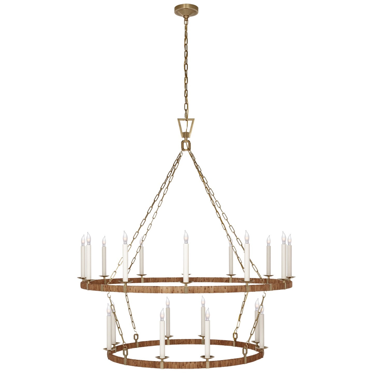 Visual Comfort Signature - CHC 5882AB/NRT - LED Chandelier - Darlana Wrapped - Antique-Burnished Brass and Natural Rattan