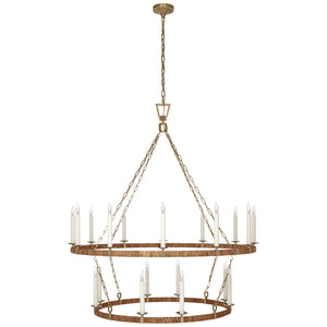 Visual Comfort Signature - CHC 5882AB/NRT - LED Chandelier - Darlana Wrapped - Antique-Burnished Brass and Natural Rattan