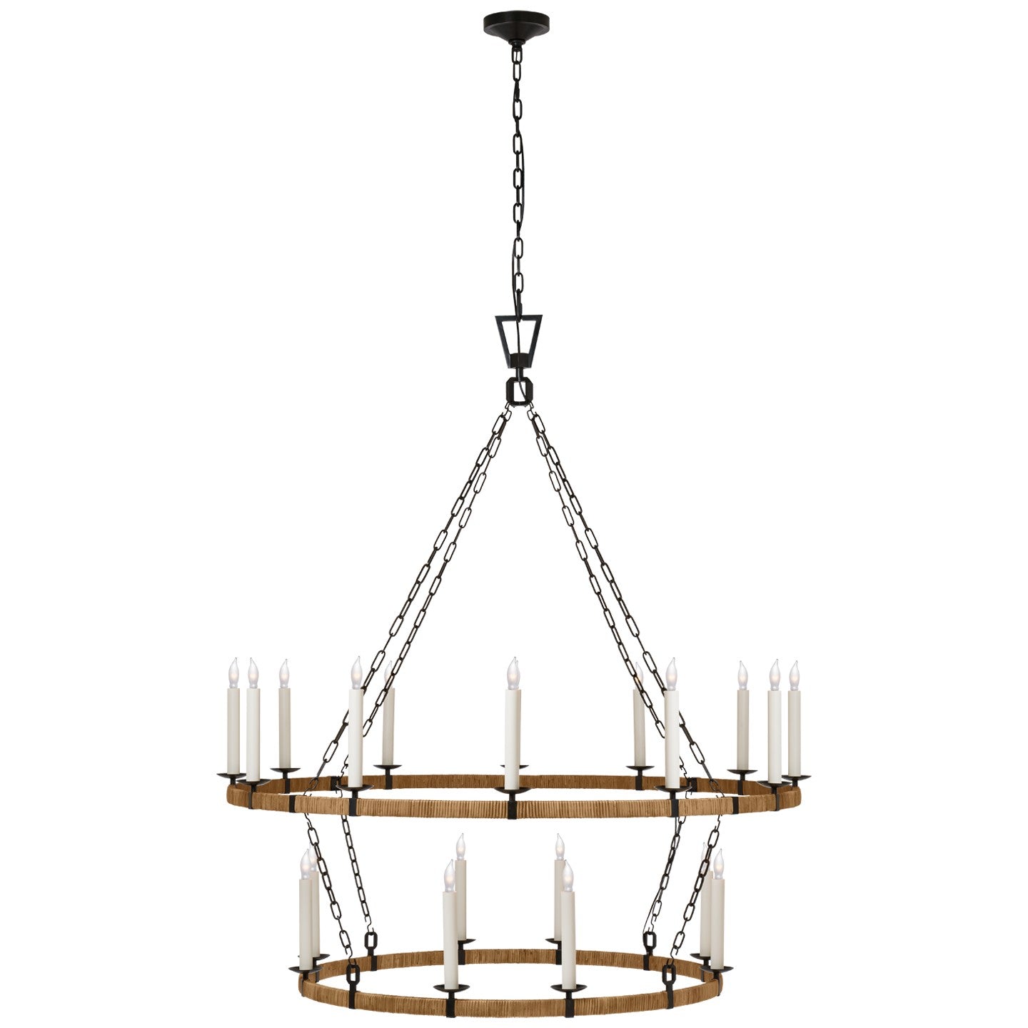 Visual Comfort Signature - CHC 5882AI/NRT - LED Chandelier - Darlana Wrapped - Aged Iron and Natural Rattan