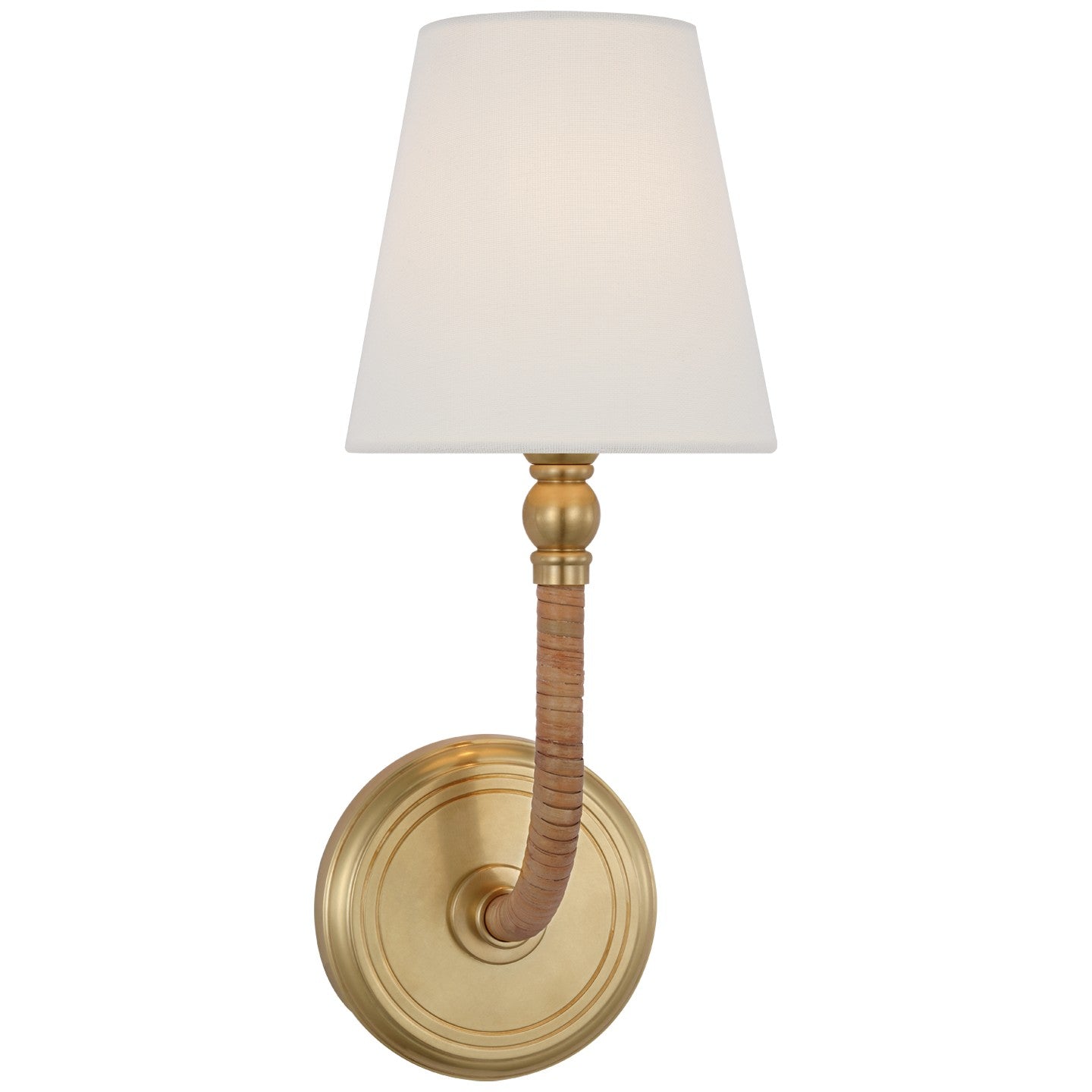 Visual Comfort Signature - CHD 2080AB/NRT-L - LED Wall Sconce - Basden - Antique-Burnished Brass and Natural Rattan