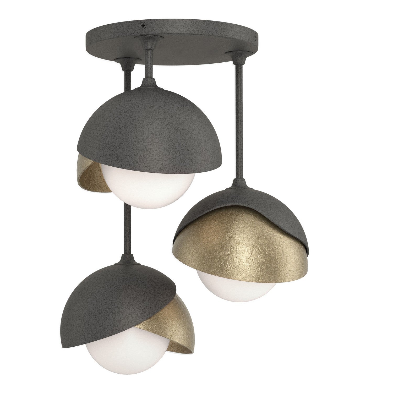 Hubbardton Forge - 121374-SKT-20-84-GG0711 - Three Light Semi-Flush Mount - Brooklyn - Natural Iron