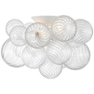 Visual Comfort Signature - JN 4112PW/CG - LED Flush Mount - Talia - Plaster White and Clear Swirled Glass