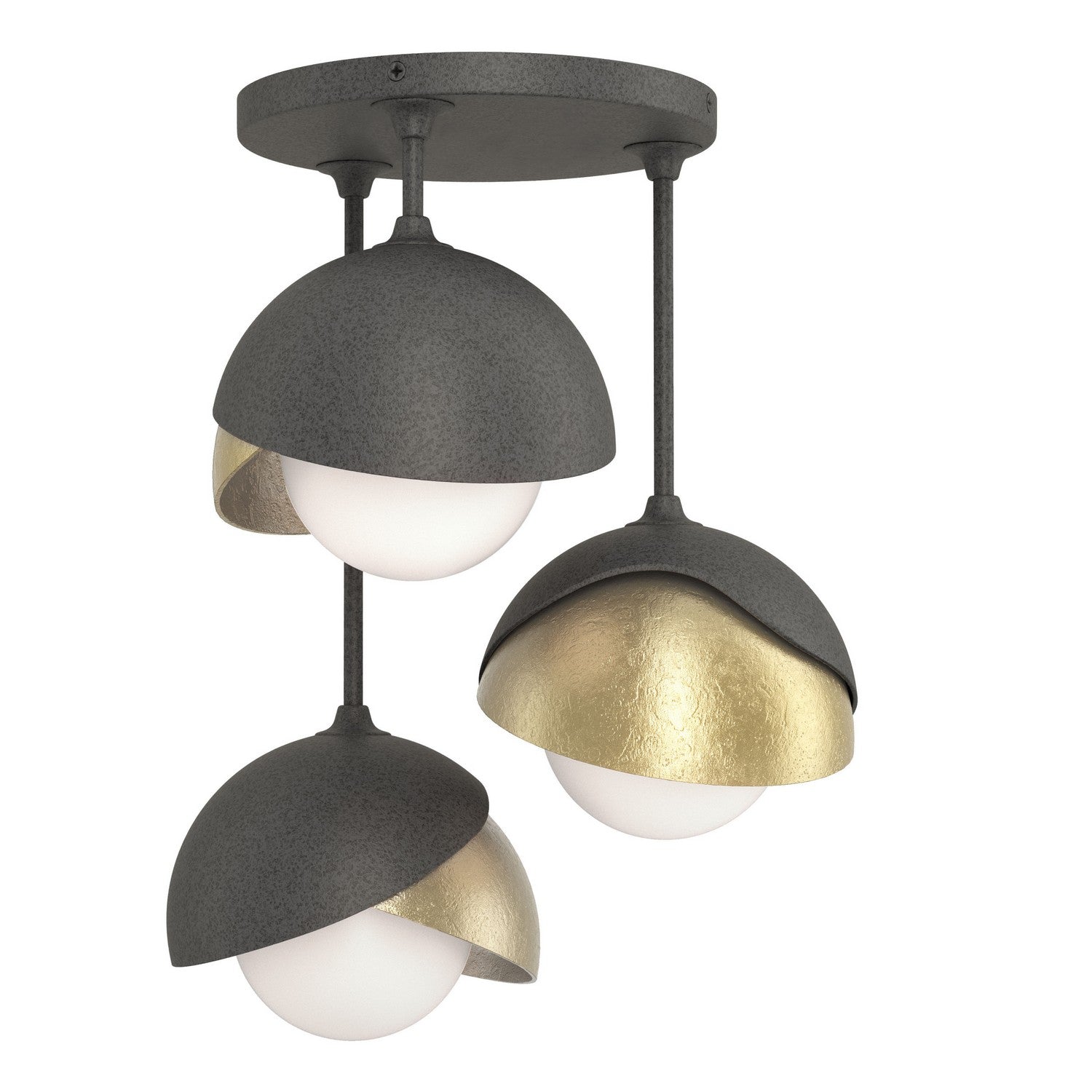Hubbardton Forge - 121374-SKT-20-86-GG0711 - Three Light Semi-Flush Mount - Brooklyn - Natural Iron