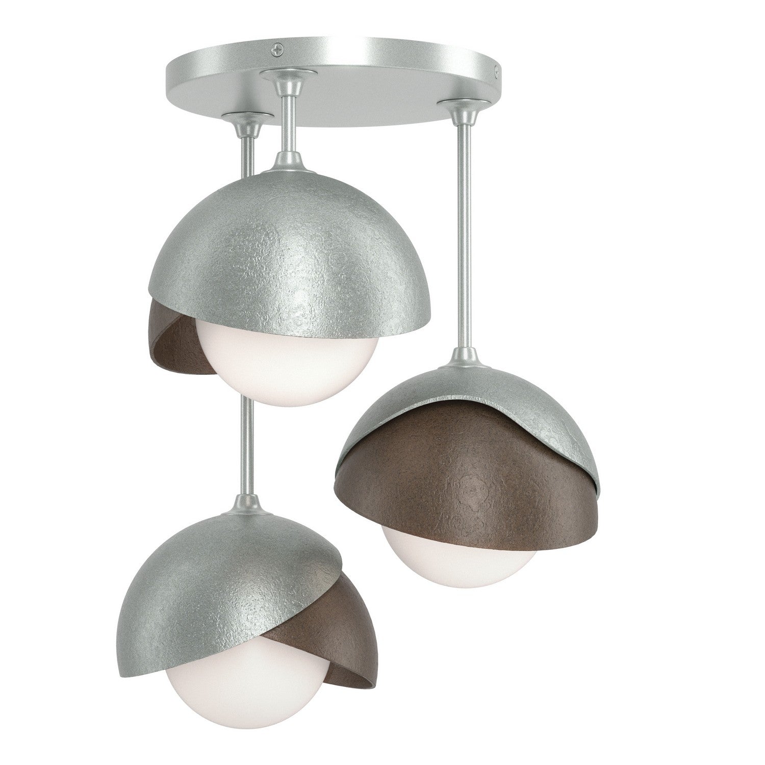 Hubbardton Forge - 121374-SKT-82-05-GG0711 - Three Light Semi-Flush Mount - Brooklyn - Vintage Platinum