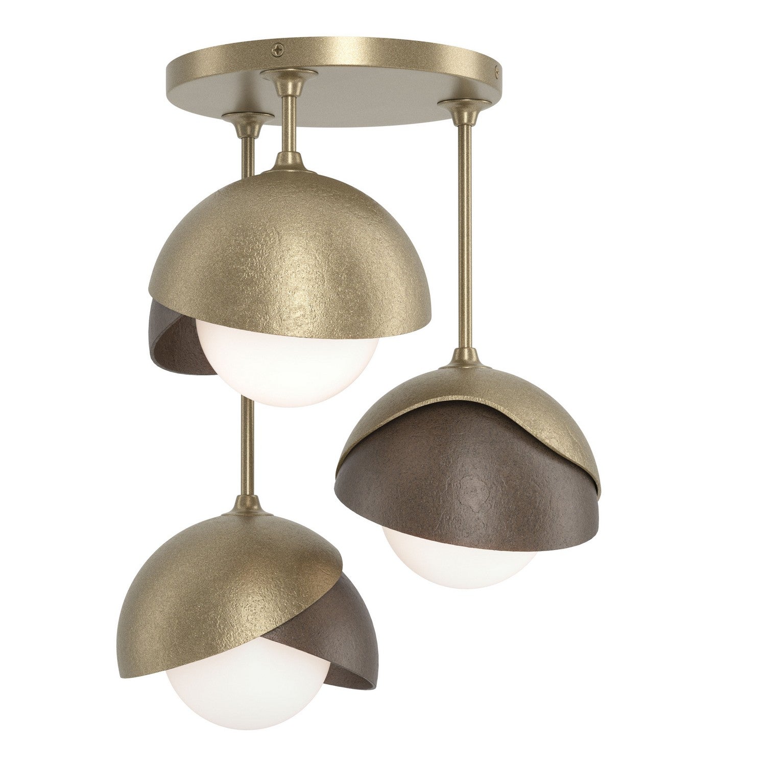 Hubbardton Forge - 121374-SKT-84-05-GG0711 - Three Light Semi-Flush Mount - Brooklyn - Soft Gold