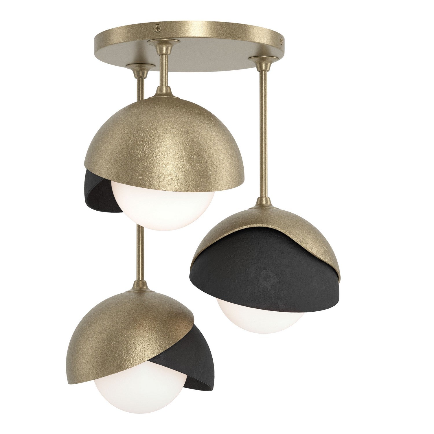 Hubbardton Forge - 121374-SKT-84-10-GG0711 - Brooklyn 3-Light Double Shade Semi-Flush - Brooklyn - Soft Gold