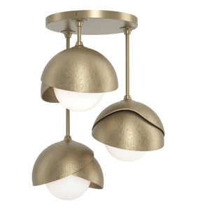 Hubbardton Forge - 121374-SKT-84-84-GG0711 - Brooklyn 3-Light Double Shade Semi-Flush - Brooklyn - Soft Gold