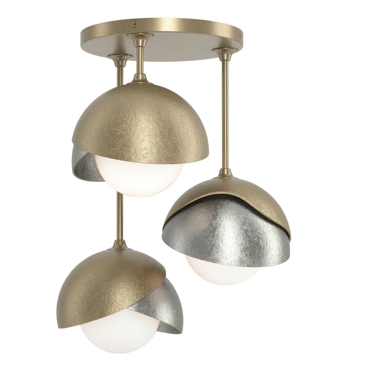 Hubbardton Forge - 121374-SKT-84-85-GG0711 - Brooklyn 3-Light Double Shade Semi-Flush - Brooklyn - Soft Gold