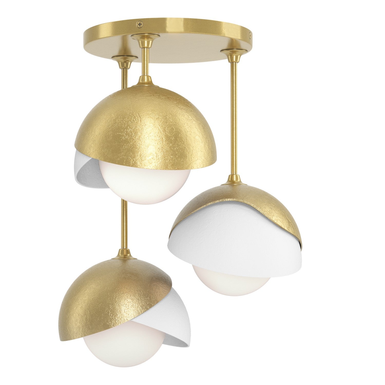 Hubbardton Forge - 121374-SKT-86-02-GG0711 - Brooklyn 3-Light Double Shade Semi-Flush - Brooklyn - Modern Brass