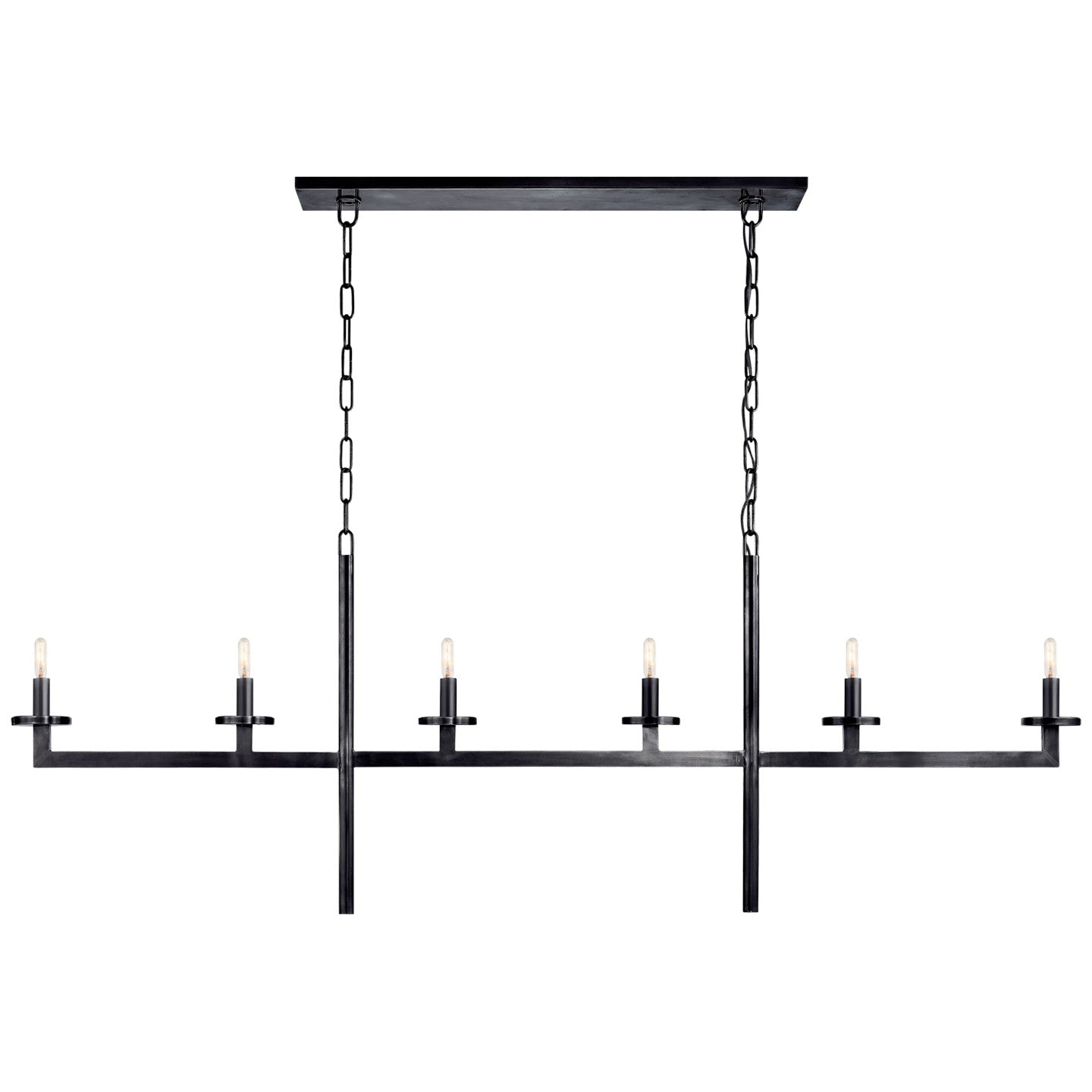Visual Comfort Signature - KW 5203BZ - Six Light Linear Chandelier - Liaison - Bronze