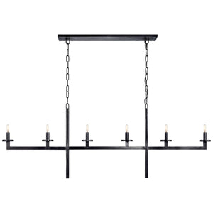 Visual Comfort Signature - KW 5203BZ - Six Light Linear Chandelier - Liaison - Bronze