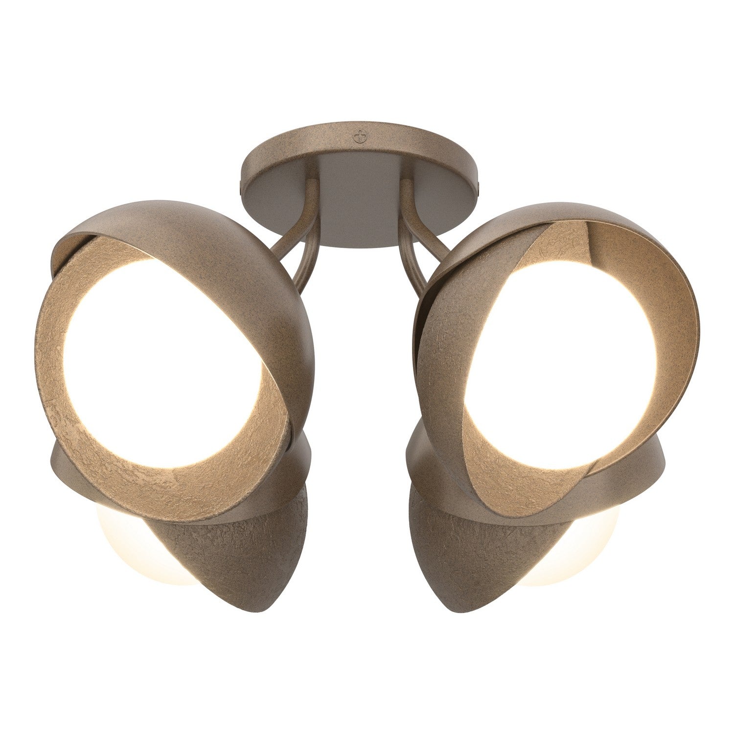 Hubbardton Forge - 121376-SKT-05-05-GG0711 - Brooklyn 4-Light Double Shade Semi-Flush - Brooklyn - Bronze