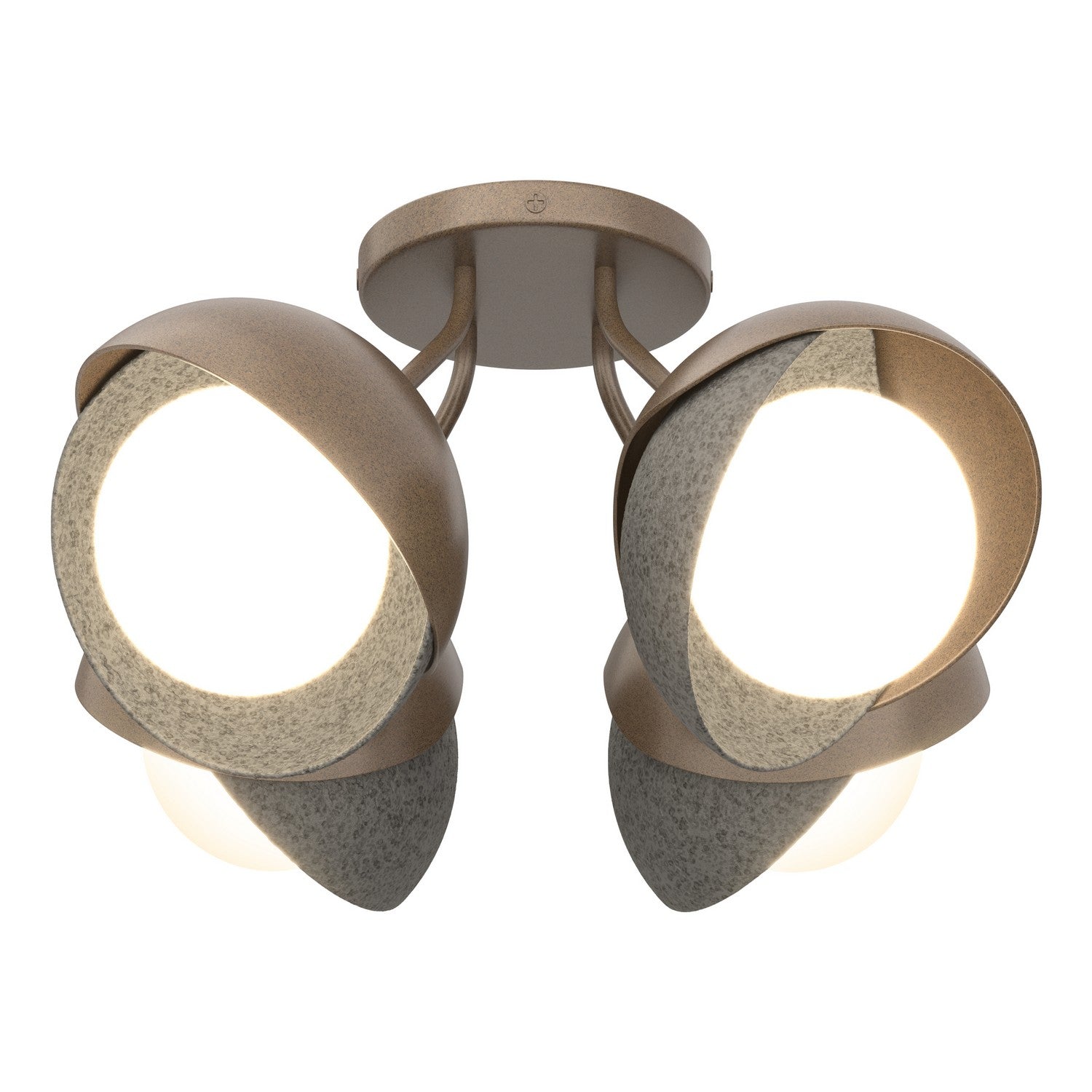 Hubbardton Forge - 121376-SKT-05-44-GG0711 - Brooklyn 4-Light Double Shade Semi-Flush