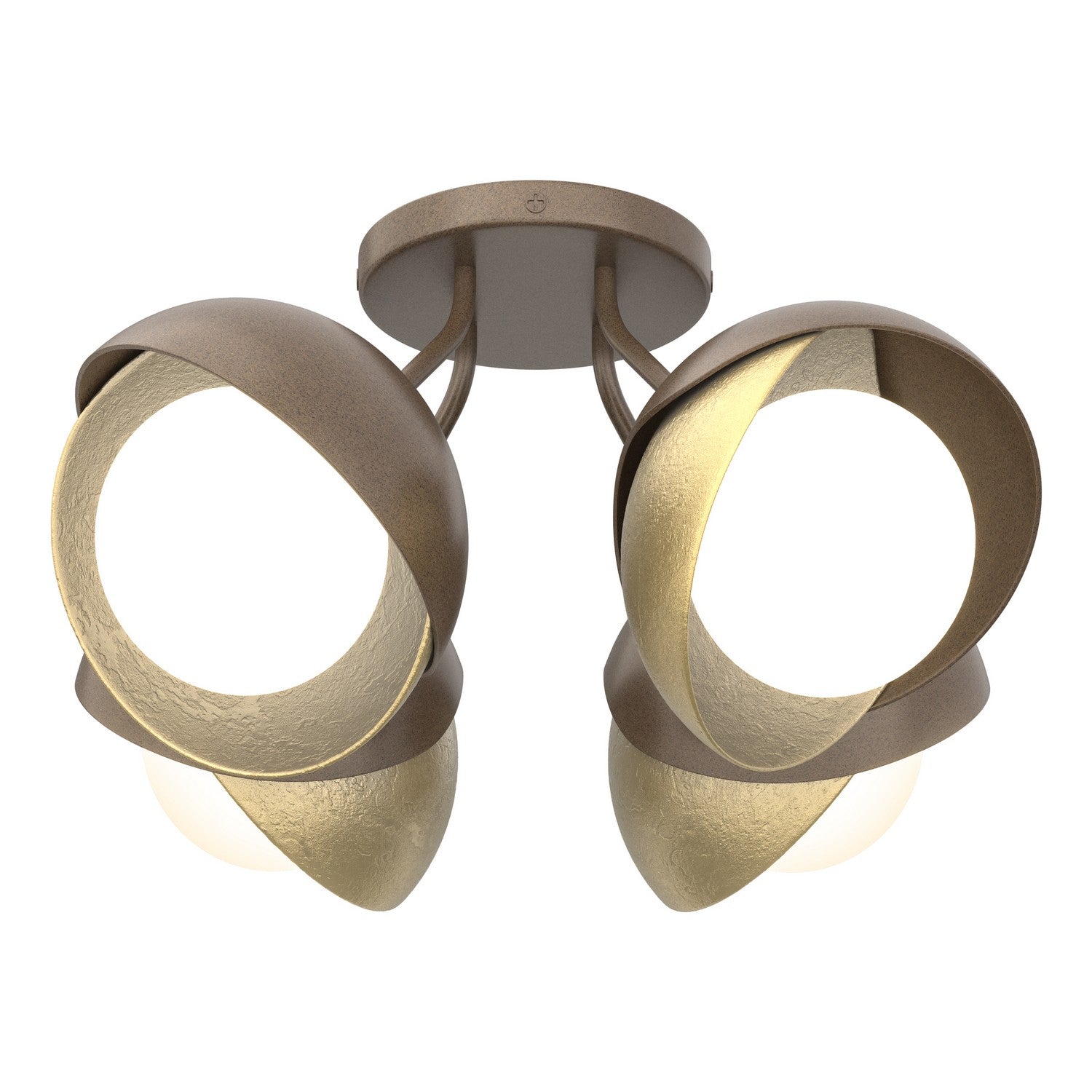 Hubbardton Forge - 121376-SKT-05-86-GG0711 - Brooklyn 4-Light Double Shade Semi-Flush - Brooklyn - Bronze