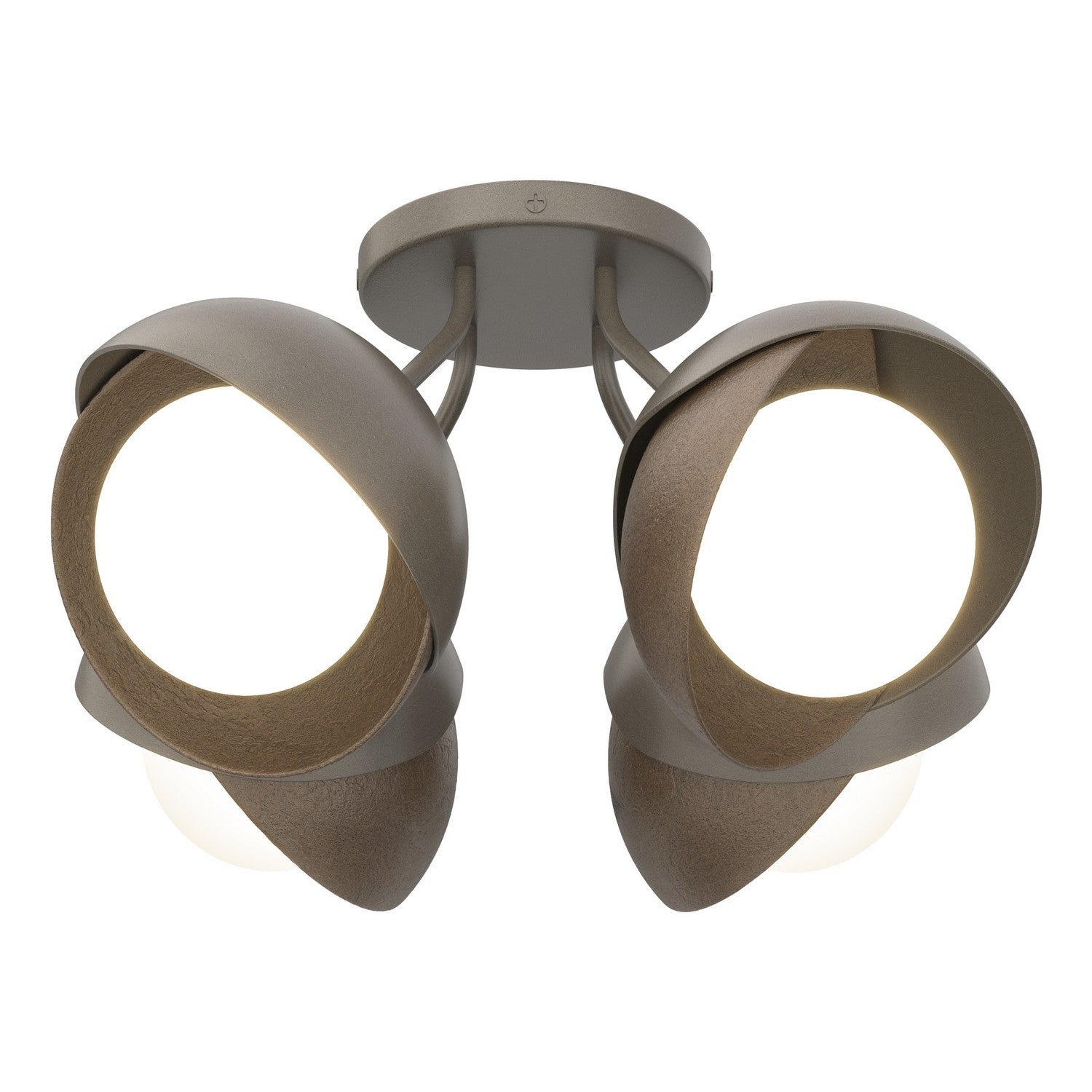 Hubbardton Forge - 121376-SKT-07-05-GG0711 - Brooklyn 4-Light Double Shade Semi-Flush - Brooklyn - Dark Smoke