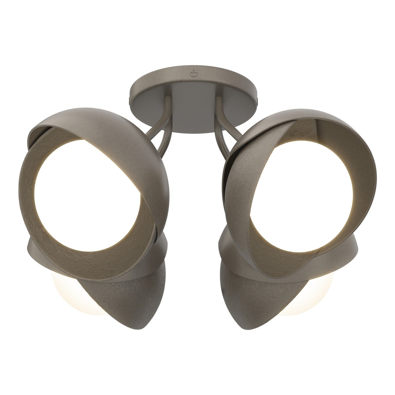 Hubbardton Forge - 121376-SKT-07-07-GG0711 - Brooklyn 4-Light Double Shade Semi-Flush - Brooklyn - Dark Smoke