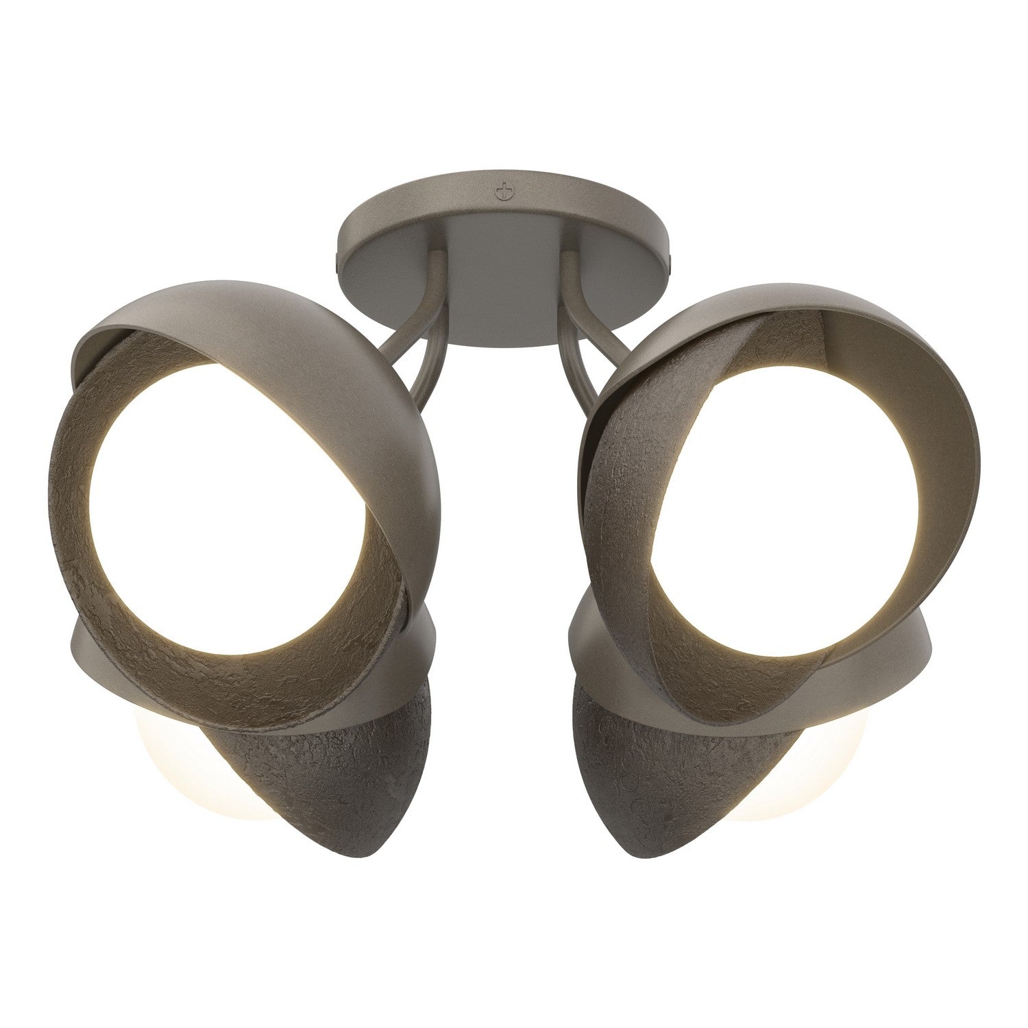 Hubbardton Forge - 121376-SKT-07-14-GG0711 - Brooklyn 4-Light Double Shade Semi-Flush - Brooklyn - Dark Smoke