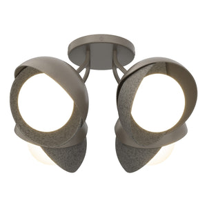 Hubbardton Forge - 121376-SKT-07-20-GG0711 - Four Light Semi-Flush Mount - Brooklyn - Dark Smoke