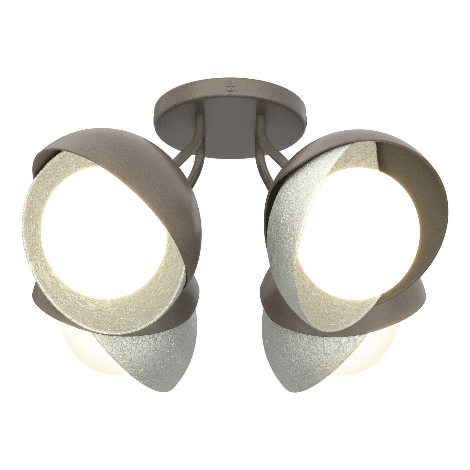 Hubbardton Forge - 121376-SKT-07-82-GG0711 - Four Light Semi-Flush Mount - Brooklyn - Dark Smoke