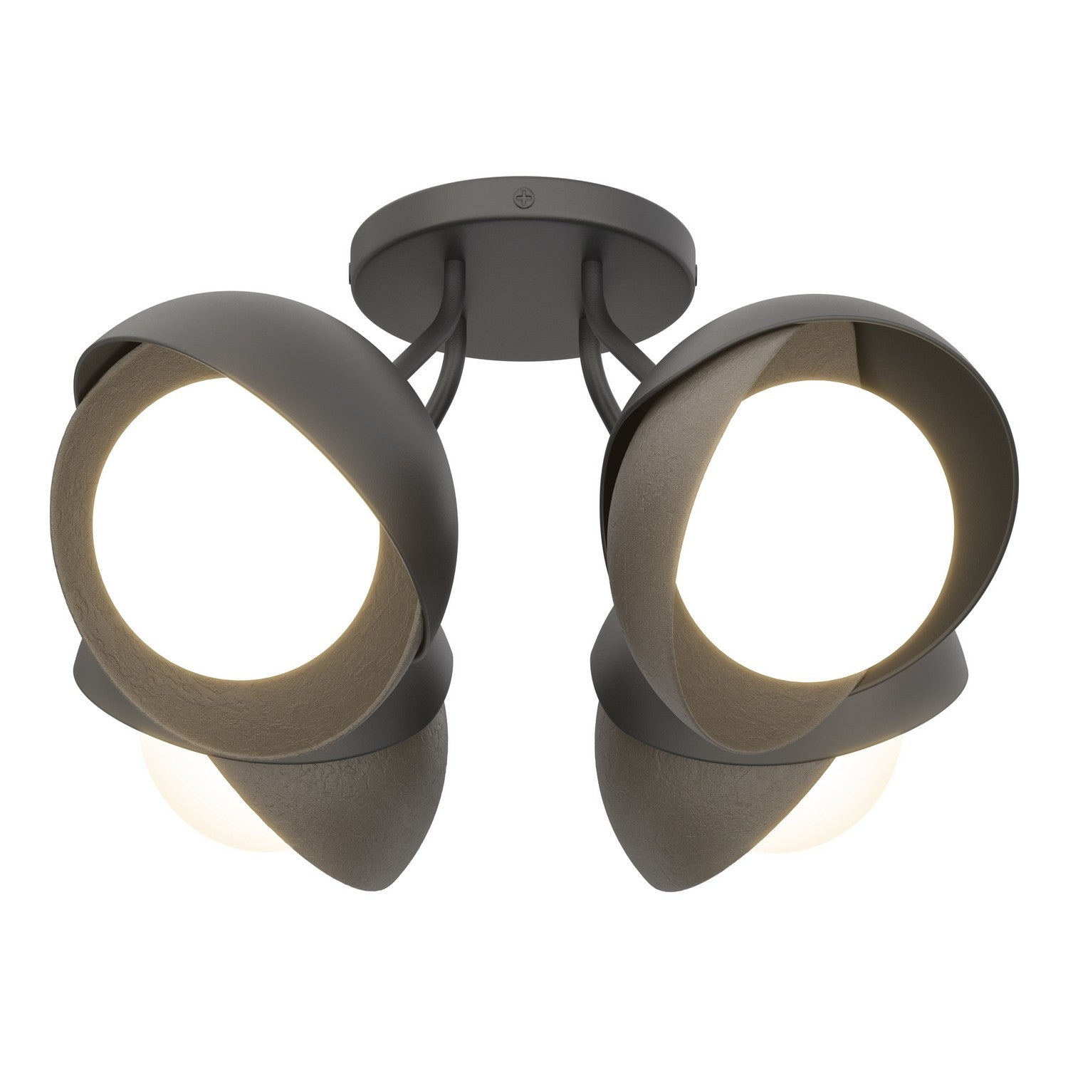 Hubbardton Forge - 121376-SKT-10-07-GG0711 - Brooklyn 4-Light Double Shade Semi-Flush - Brooklyn - Black